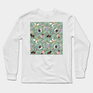 Animals on tropical vacation on sage Long Sleeve T-Shirt